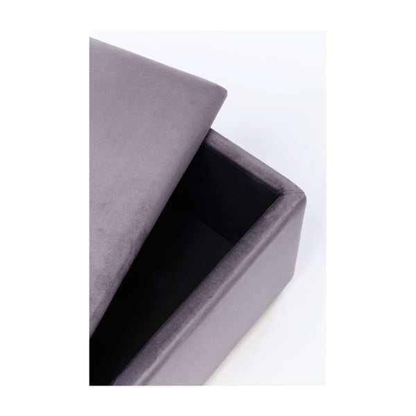 Sivo-smeđa baršunasta klupa s prostorom za odlaganje Kare Design Cherry-image-4