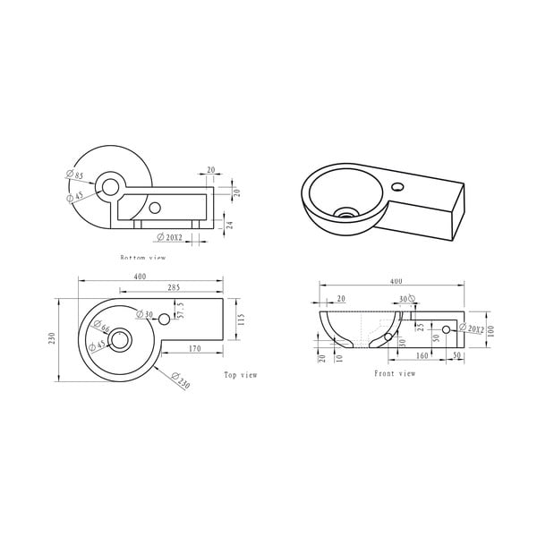 Crni kameni umivaonik za WC 40x23 cm Blok – Sapho-image-4