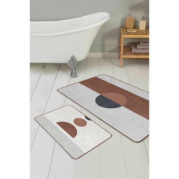 Bijelo-smeđe kupaonske prostirke u setu 2 kom 60x100 cm – Mila Home-image-2
