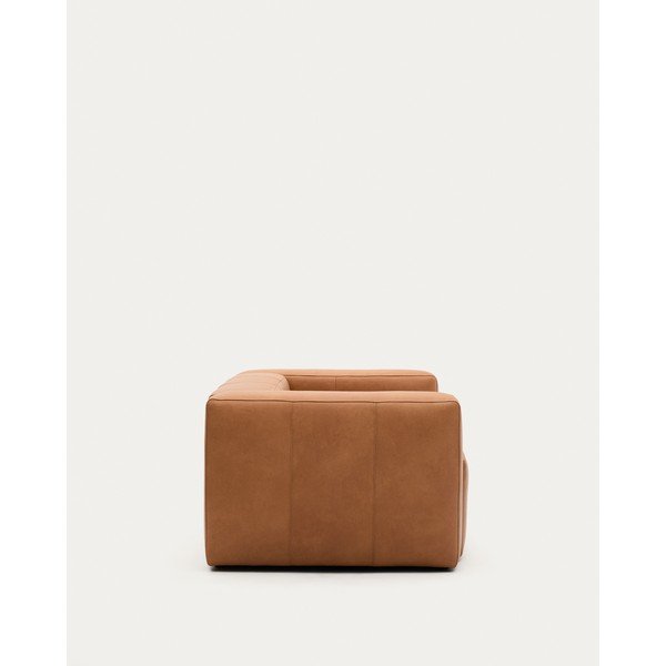 Smeđa kožna sofa 210 cm Blok – Kave Home-image-3