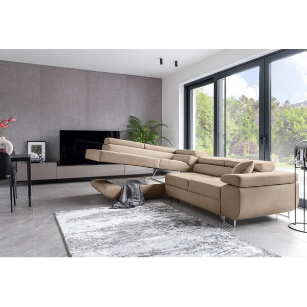 Bež sklopiva/s prostorom za odlaganje kutna garnitura (s lijevim kutom/u obliku slova L) Anton – ELTAP-image-4