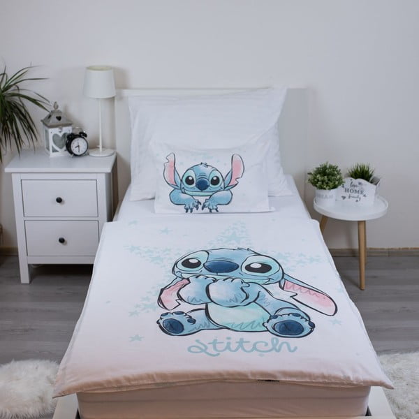 Bijela pamučna dječja posteljina za dječji krevetić 100x135 cm Lilo and Stitch "White Star" – Jerry Fabrics-image-1