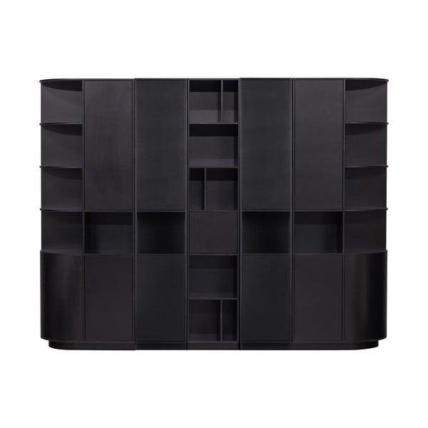 Crna modularna biblioteka od masivnog bora 276x210 cm Finca – WOOOD