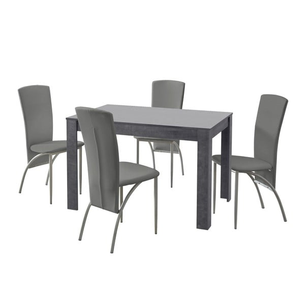 Set blagovaonskog stola i 4 sive blagovaonske stolice Støraa Lori Nevada Slate Light Grey