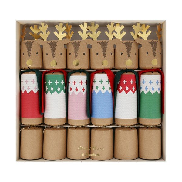 Božićni praskavci u setu 6 kom Reindeers in Jumpers – Meri Meri