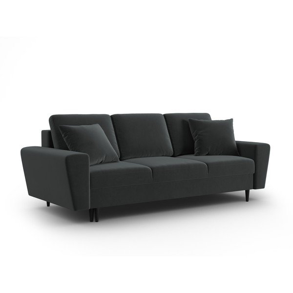 Tamno siva baršunasti sklopiva/s prostorom za odlaganje sofa 235 cm Kyoto – Cosmopolitan Design-image-1