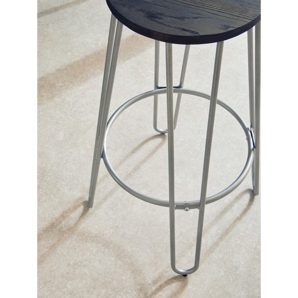 Barska stolica od čvrstog brijesta u srebrnoj boji/u prirodnoj boji (visine sjedala 75 cm) District – Premier Housewares-image-3