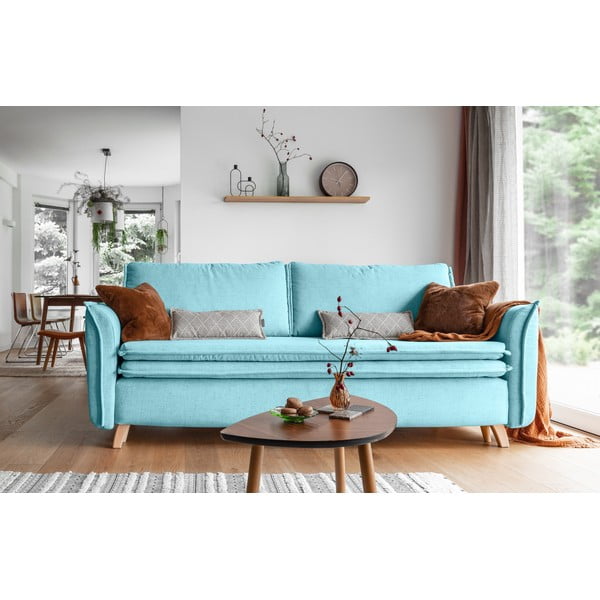 Svijetlo plava sklopiva sofa 225 cm Charming Charlie – Miuform-image-1