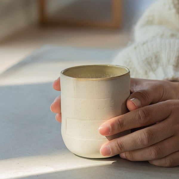 Bijelo-bež kamene šalice u setu 2 kom 0.3 l Sand Grain – Mette Ditmer Denmark-image-1