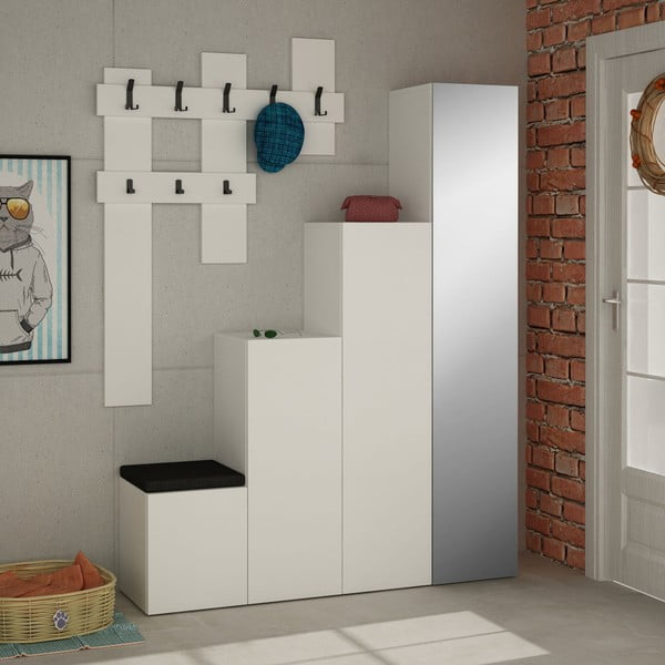 Komplet bijelih ormara i zidne vješalice Homitis Up-image-3