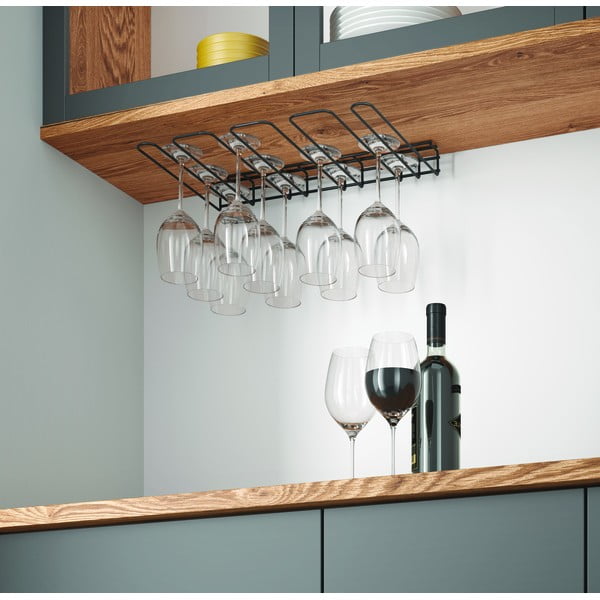 Crni zidni držač za vinske čaše Metaltex Wine Glass-image-3