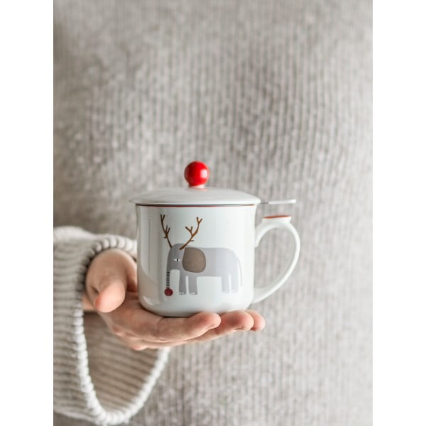 Krem šalica s božićnim motivom s cjedilom od kamenine 300 ml Valentin – Bloomingville-image-2