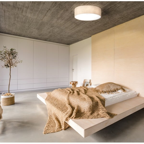 Bež stropna svjetiljka s tekstilnim sjenilom ø 60 cm Thor – Fischer & Honsel-image-1