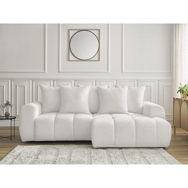 Bijela sklopiva/s prostorom za odlaganje kutna garnitura od bouclé tkanine (s desnim kutom/s ležaljkom) Roxelane – Bobochic Paris-image-1