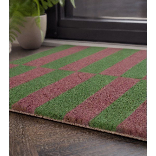 Otirač od kokosovih vlakana 40x60 cm Pink & Green Half Stripes – Artsy Doormats-image-3