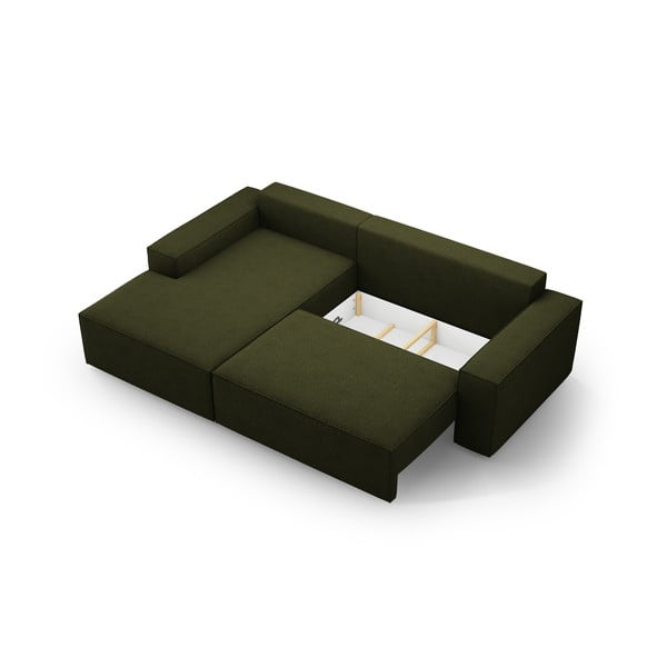 Tamno zelena sklopiva kutna garnitura od bouclé tkanine (s lijevim kutom) Jodie – Micadoni Home-image-4