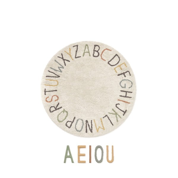 Krem pamučan dječji tepih za igru ø120 cm ABC Color and Letters – Lorena Canals