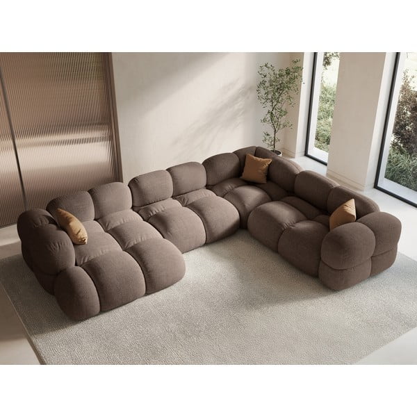 Smeđa kutna garnitura (s desnim kutom/u obliku slova "U") Loretto – Cosmopolitan Design-image-1