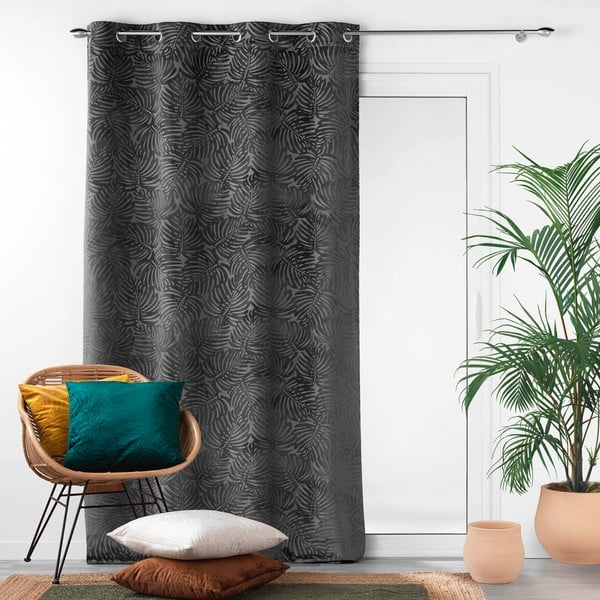 Antracitno siva zavjesa od samta 140x240 cm Analia – douceur d'intérieur-image-3