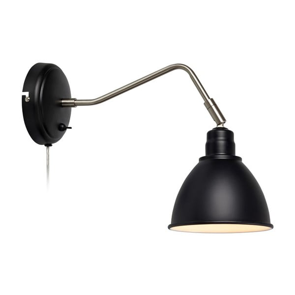 Crna zidna svjetiljka s detaljima u srebrnoj Markslöjd Coast