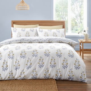 Bijela posteljina za bračni krevet/za produženi krevet od damasta 260x220 cm Eloise Floral – Bianca