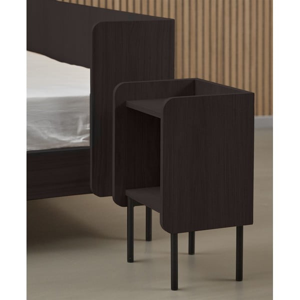 Crni noćni ormarić u dekoru hrasta s policama Wrap – Bonami Selection-image-1