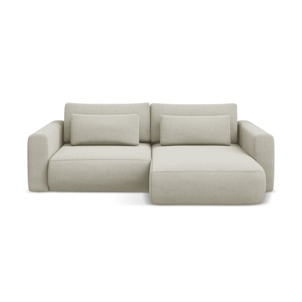 Bež sklopiva/s prostorom za odlaganje kutna garnitura (s desnim kutom/s ležaljkom) Kapua – Makamii