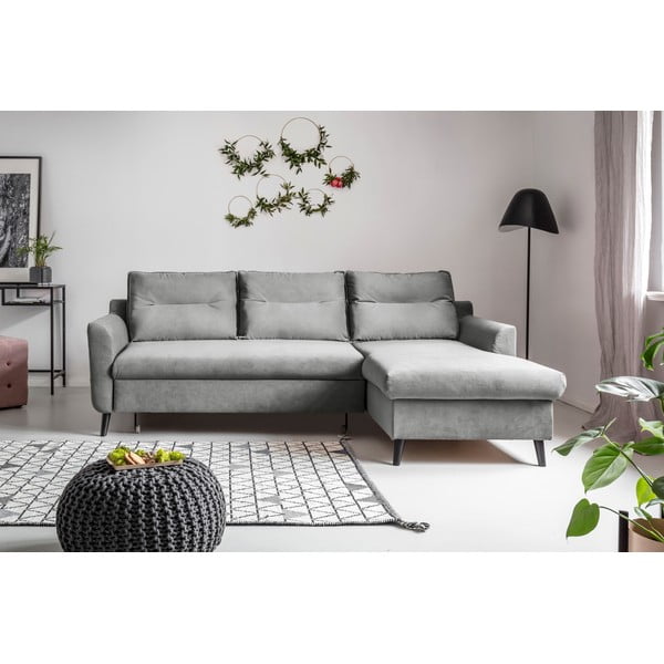 Svijetlosiva baršunasta kutna garnitura Miuform Stylish Tent, desni kut-image-1