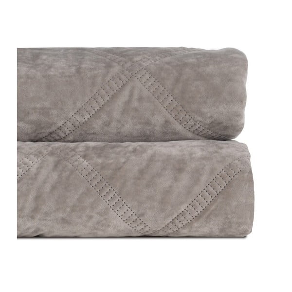 Sivi prošiven prekrivač od samta 230x260 cm – Ixia