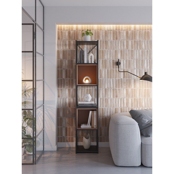 Crna/ciglasta biblioteka 36x179 cm Anya – Marckeric-image-1