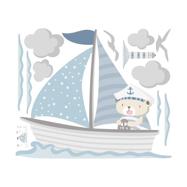 Plava dječja naljepnice na ambijentu Kapetan Teddy Wall-image-3