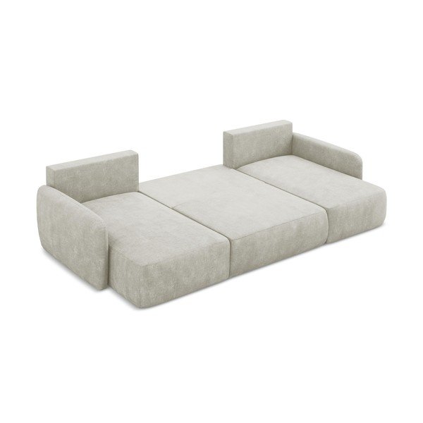 Krem sklopiva/s prostorom za pohranu kutna garnitura od šenila (u obliku slova "U") Lilo – Makamii-image-4