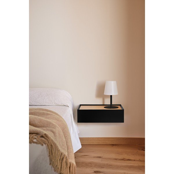 Crni viseći noćni ormarić s pločom stola u dekoru hrasta Arista – Teulat-image-1