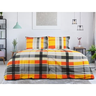 Narančasta posteljina za krevet za jednu osobu od krepa 140x200 cm Orabge Kube – B.E.S.