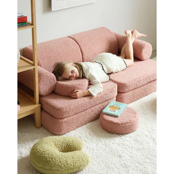 Zeleni dječji jastuk za sjedenje od bouclé tkanine U – Wigiwama-image-2