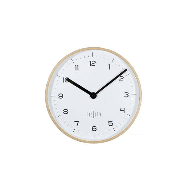 Bijeli zidni sat Fisura Reloj Pared Woody Blanco, ⌀ 30 cm