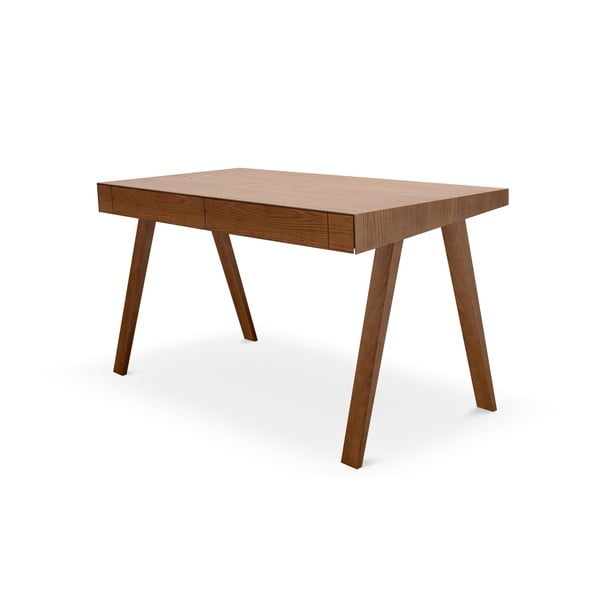 Smeđi radni stol s nogama od jasena EMKO 4.9, 140 x 70 cm
