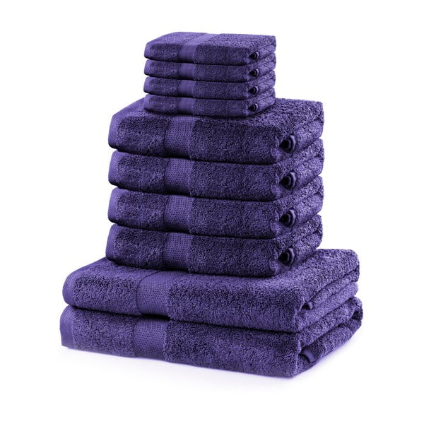 Set od 4 mala, 4 srednja i dva velika ljubičasta ručnika DecoKing Marina Purple