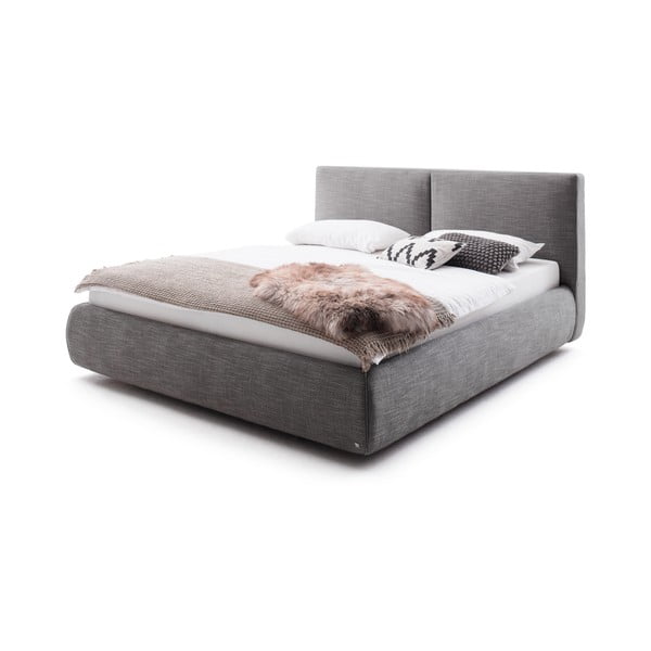 Tamno sivi tapecirani bračni krevet s prostorom za odlaganje s podnicom 180x200 cm Atesio – Meise Möbel-image-3