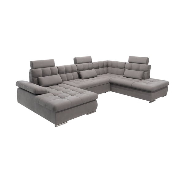 Siva sklopiva/s prostorom za odlaganje kutna garnitura (s desnim kutom/u obliku slova "U") Merkur – Ropez