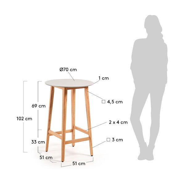 Balkonski stol od drveta eukaliptusa Kave Home Giorgia, ⌀ 70 cm-image-4