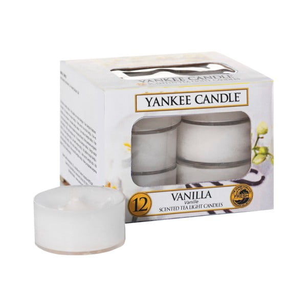 Set od 12 mirisnih svijeća Yankee Candle Vanilla, vrijeme gorenja 4 sata
