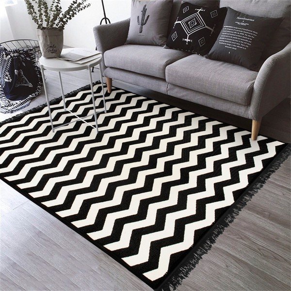 Crno bijeli dvostrani tepih Zig Zag, 140 x 215 cm-image-4