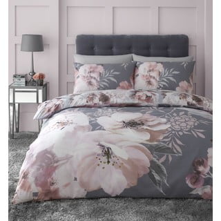 Siva posteljina Catherine Lansfield Dramatic Floral, 135 x 200 cm