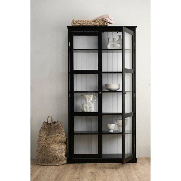 Crna vitrina od MDF-a 98x193x34 cm Wilma – Ellos Home-image-1