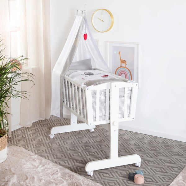 Bijela kolijevka na kotačićima/s baldihanom 40x90 cm Adam & Eule – Roba-image-1