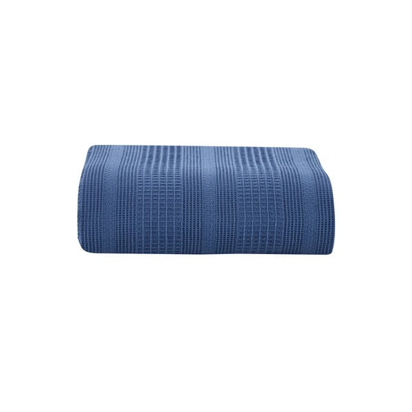 Plavi pamučni prekrivač za bračni krevet 220x235 cm Leona - Mijolnir