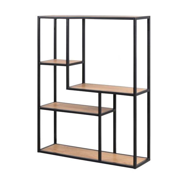 Crna/u prirodnoj boji zidna polica u dekoru hrasta 75x91 cm Seaford – Actona-image-2