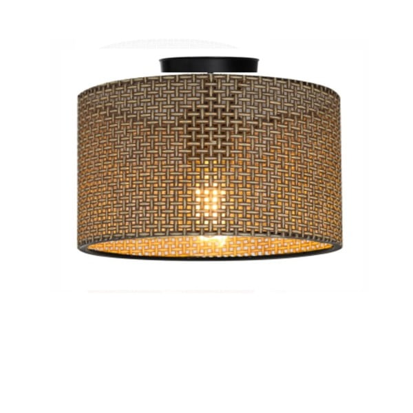 Smeđa stropna svjetiljka s tekstilnim sjenilom ø 30 cm Goza – Squid Lighting