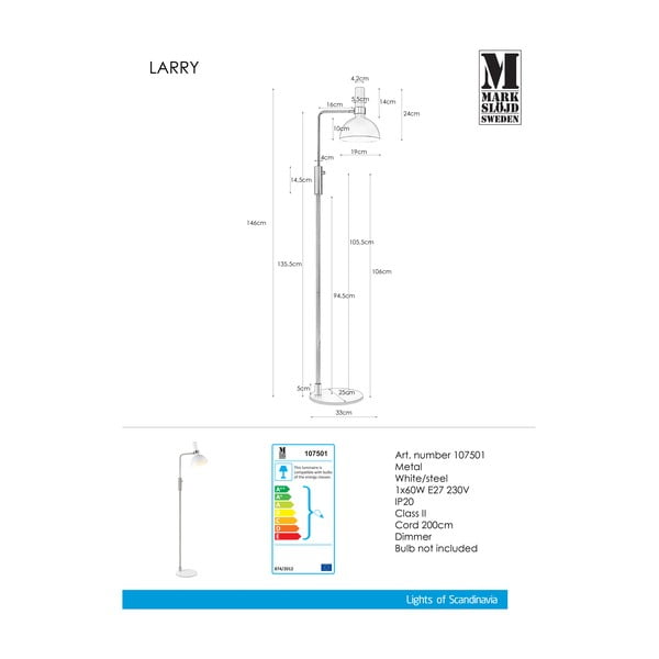 Bijela podna svjetiljka Markslöjd Larry-image-3